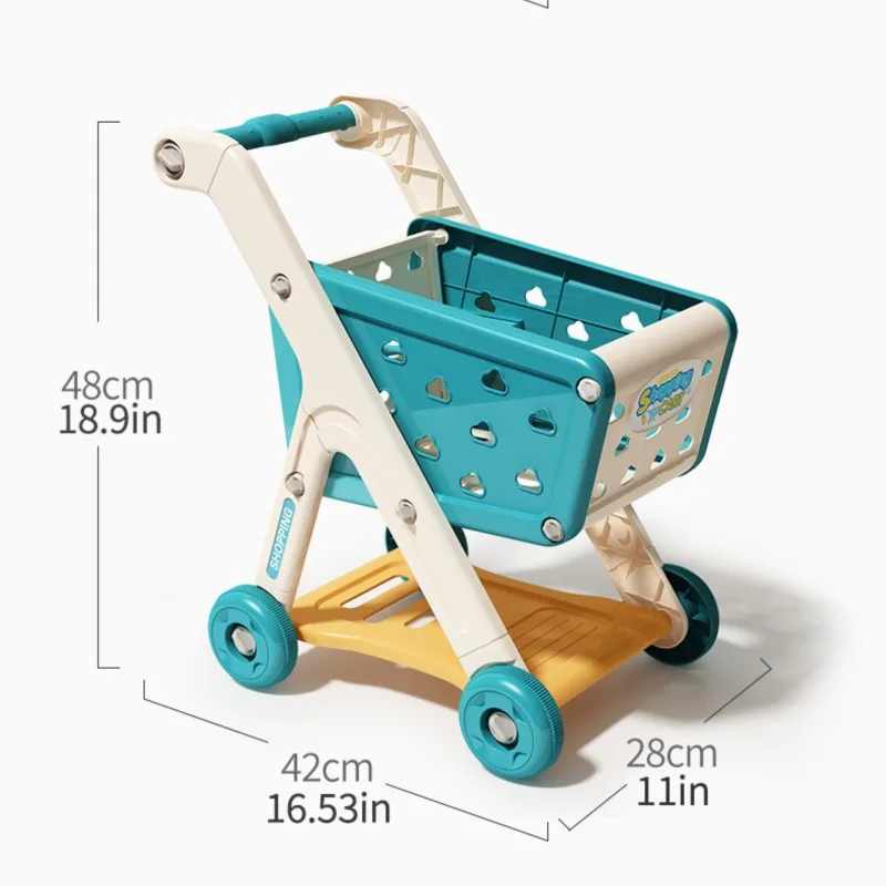 Wózek na zakupy zabawka dla dzieci mały wózek dla dzieci zabawka dla dzieci dom owoce cięte muzyka kuchnia supermarket zabawka Puzzle mężczyźni i dziewczynki prezenty dla dzieci