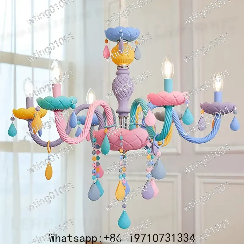 for Nordic Kids Chandelier Candle Style Ceiling Light for Girl Bedroom Living Room Loft Home Decor Indoor Lighting Fixture