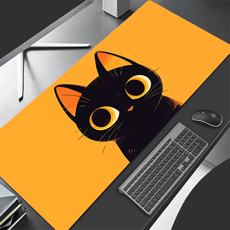 لوحة ماوس ألعاب من السيليكون على شكل قطة سوداء جميلة كرتونية بحافة كبيرة وقفل لوحة المفاتيح ولوحة المفاتيح مع حصيرة طاولة مضادة للانزلاق #3