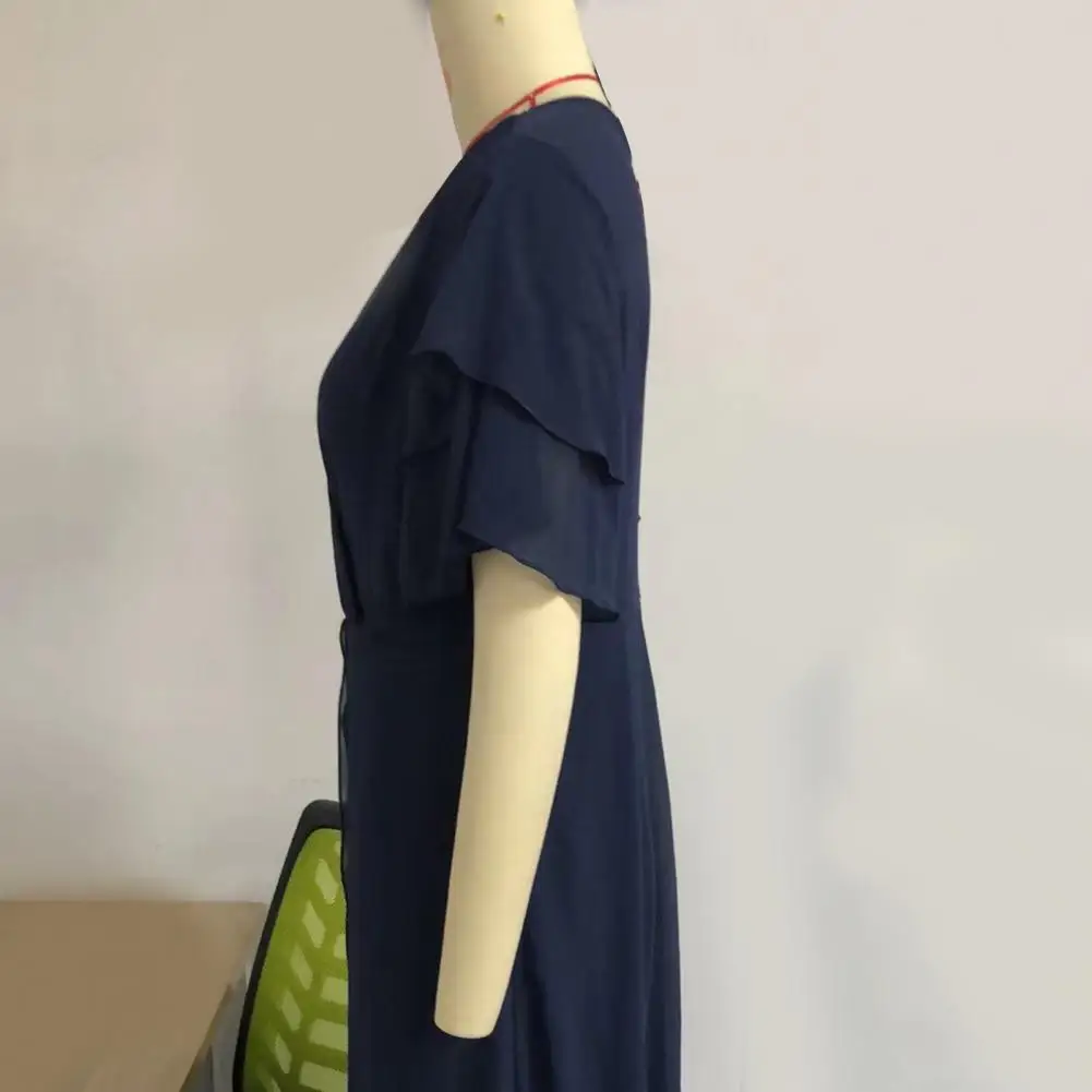 Mono de pierna ancha para mujer, elegante mono con cuello en V, dobladillo de pierna ancha, cintura alta, cremallera trasera transparente para fiestas