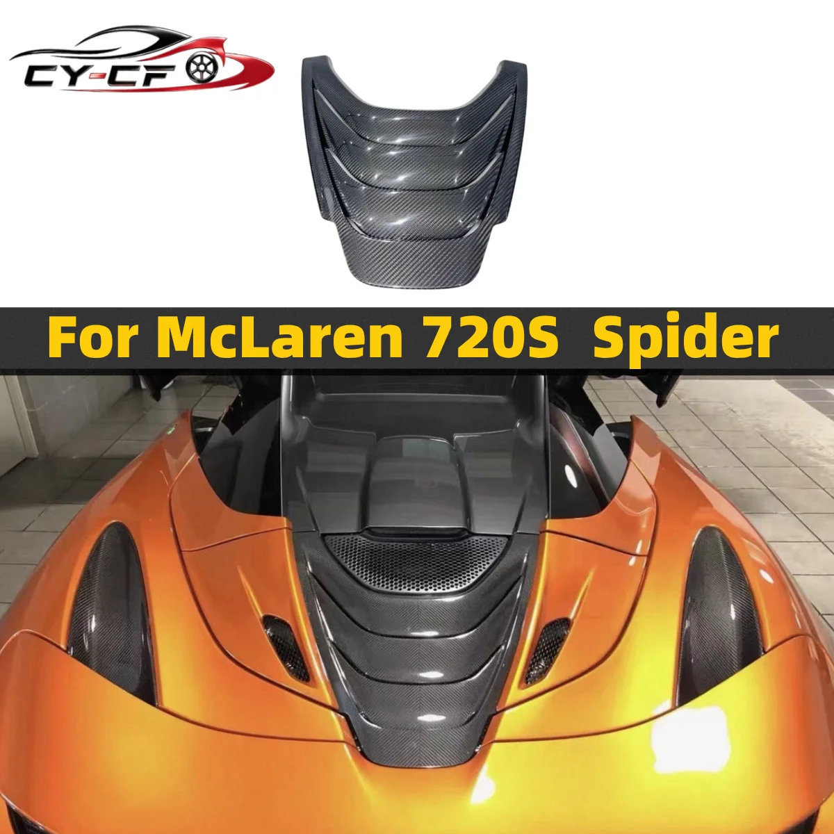 

OEM Style Dry Carbon Fiber Rear Engine Cover Panel for McLaren 720s Spider 2017-2020 Model Car Rear Hood Cover Trims Replacement