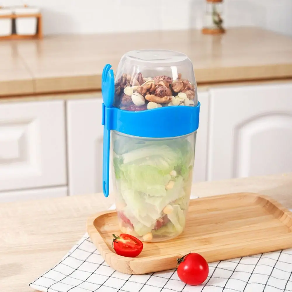 

Vegetable Salad Cup Double Layer Portable With Large Capacity Fruit Milk Cup With Lid And Spoon