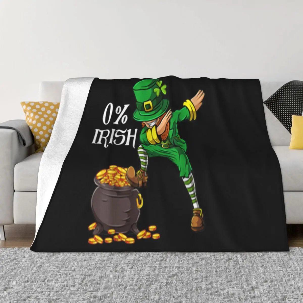 Original 0 Irish Funny Saint Patricks Day Leprechaun Dabbing Dance Unisex Pride Throw Blanket