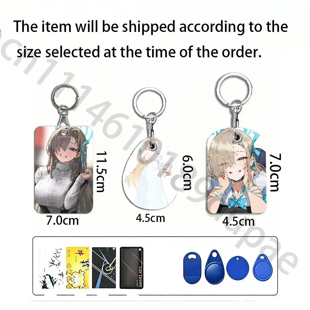 A-asuna ichinose Protective Printed Leather Card Case Metal Keychain for Bank Credit Bus Subway ID Cards