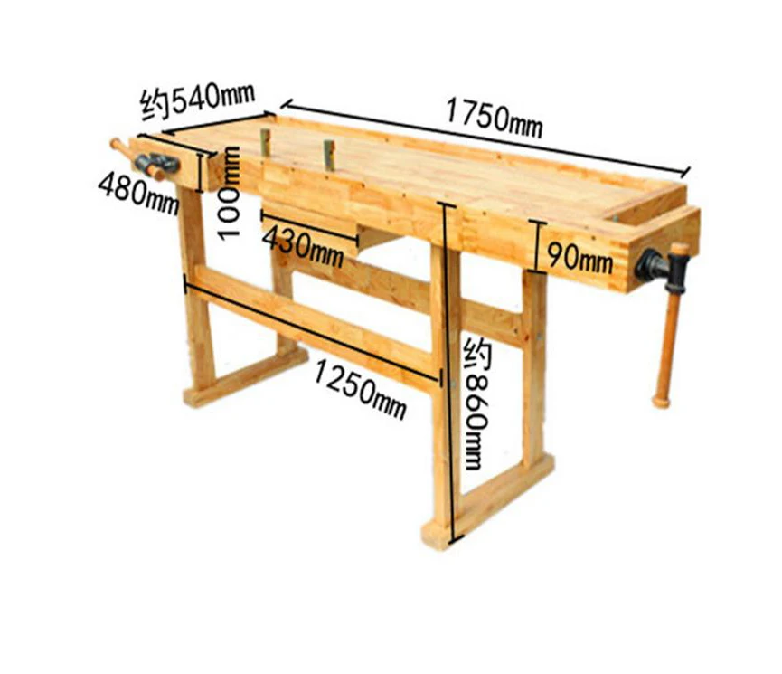 multifunction rubber wood woodworking workbench with vise