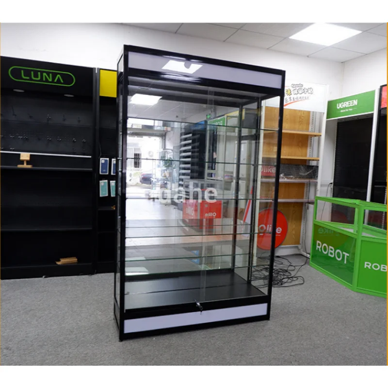 Custom. Smoke Shop fixture glass show Smoke Shop Accessories display showcase aluminum frame wall cabinet for smoke shop di