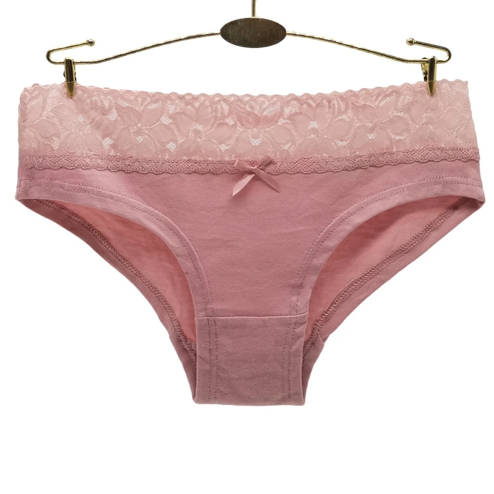 Sous-vêtements en dentelle de coton pour femmes, joli nœud, sexy, taille basse, couleur unie, sous-vêtements en coton pour femmes, M-XL