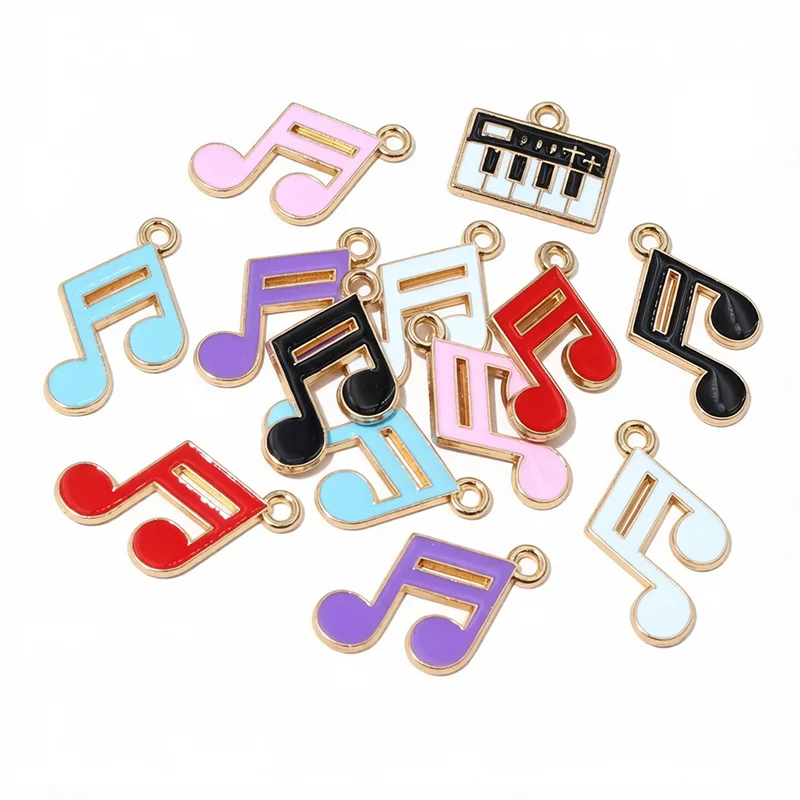 20pcs  Enamel Music Note Charms Pendant Musical Symbo 20x18mm Alloy Metal DIY Jewelry Making Accessories Supplies for Necklace