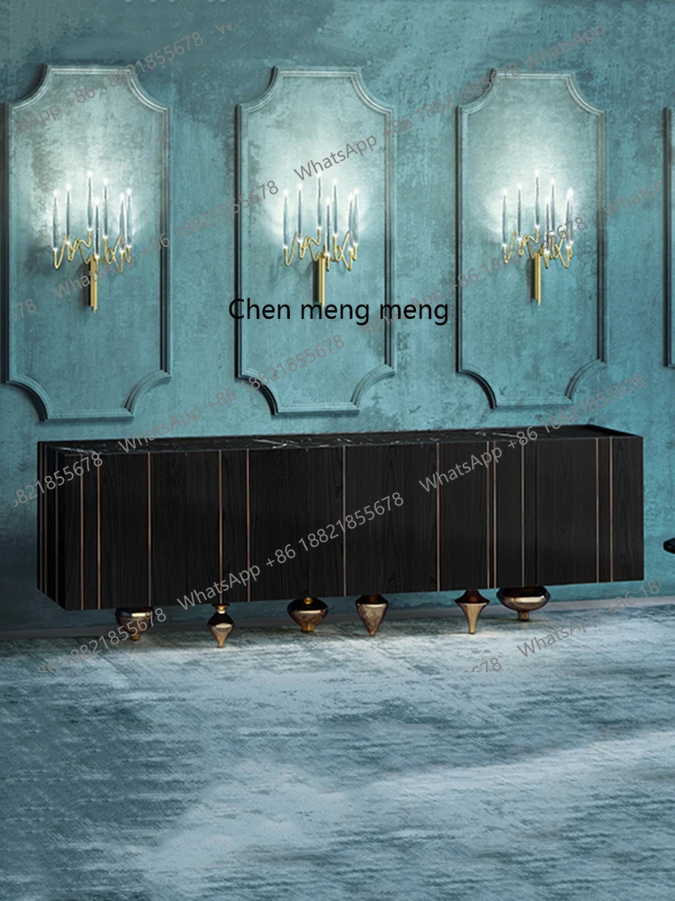 

Italian light luxury TV cabinet simple living room creative design solid wood advanced storage side cabinet customization