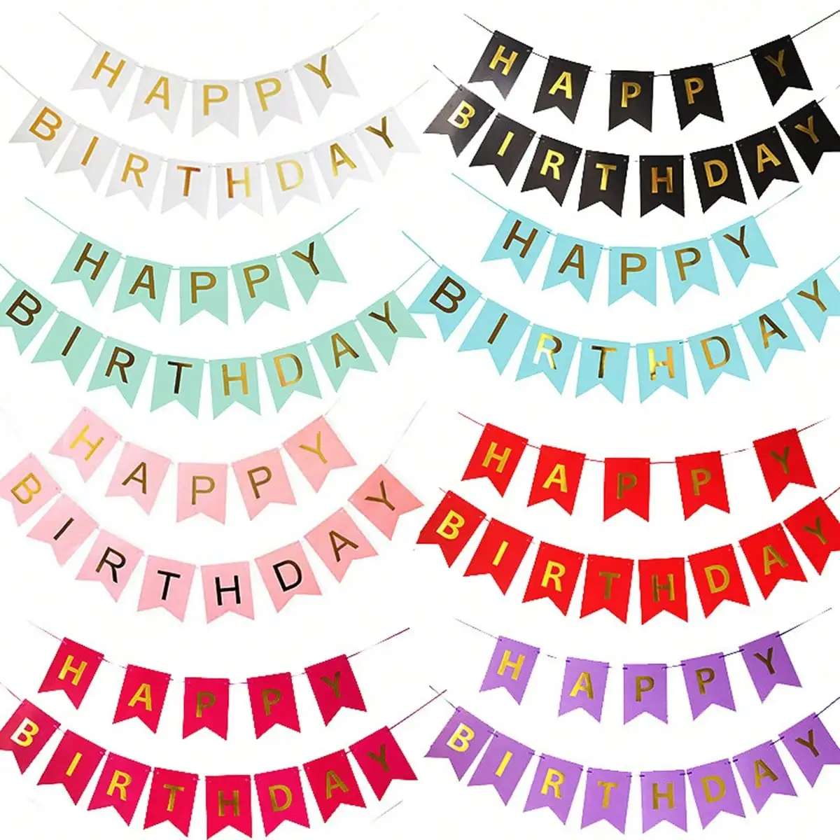Meerjungfrauenflosse Banner Heißprägung HAPPY BIRTHDAY Papier-Wimpelkette Geburtstags-Jubiläums-Party Hintergrund Hängedekoration Girlande