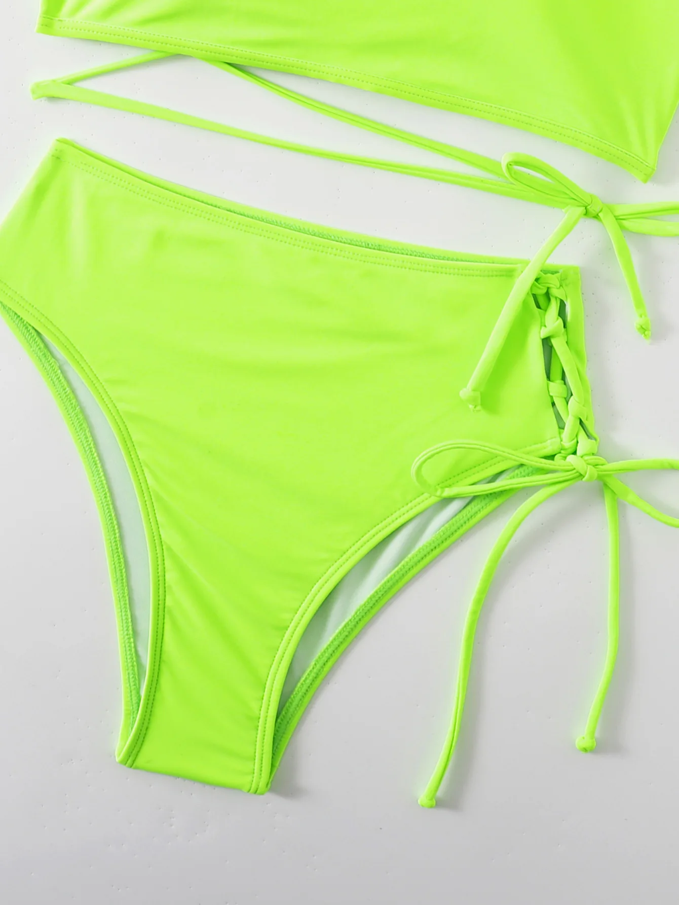 High Neck Bikini 2024 Women Sexy High Waist Swimsuit Green String Swimwear Female Bathers Bathing Swimming Suit Summer Beachwear