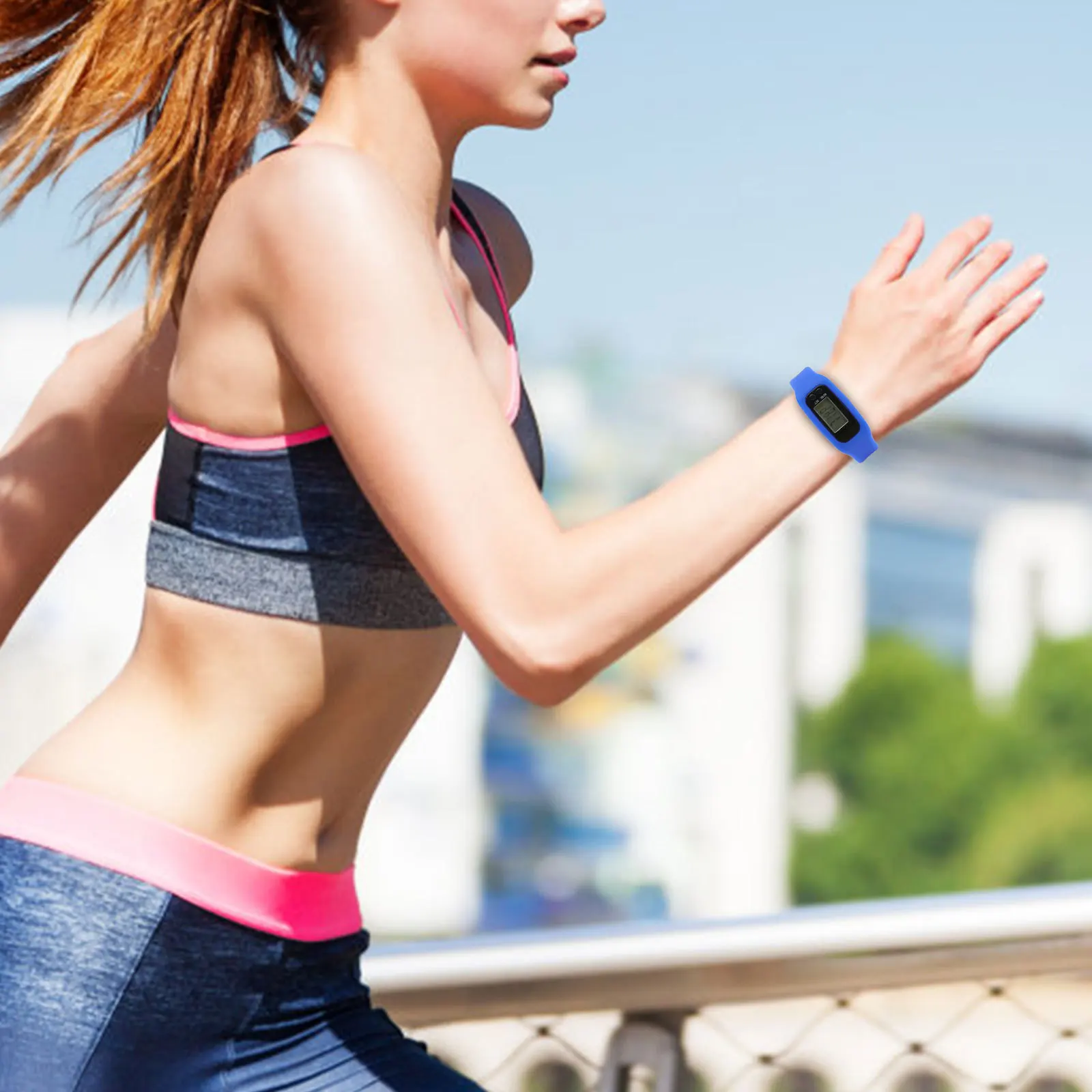 2Pcs Blue Electronic Watch Pedometer Step Counter Walking Distance Calorie LCD Bracelet Durable Longlasting Electronic Watch