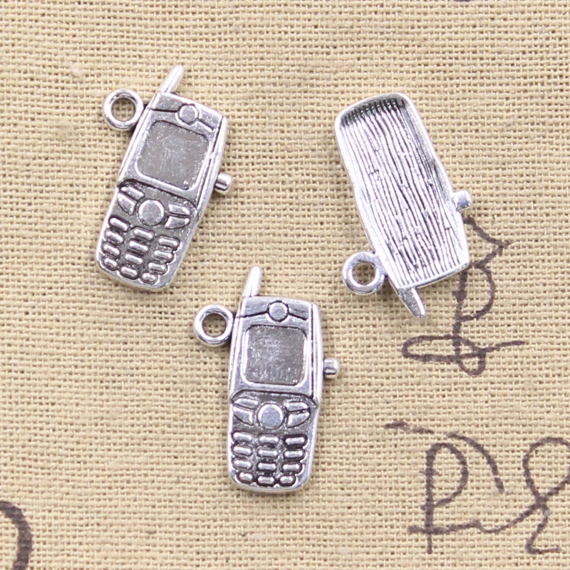 20pcs Charms Cellphone Mobile Phone 24x15mm Tibetan Silver Color Pendants Antique Jewelry Making DIY Handmade Craft