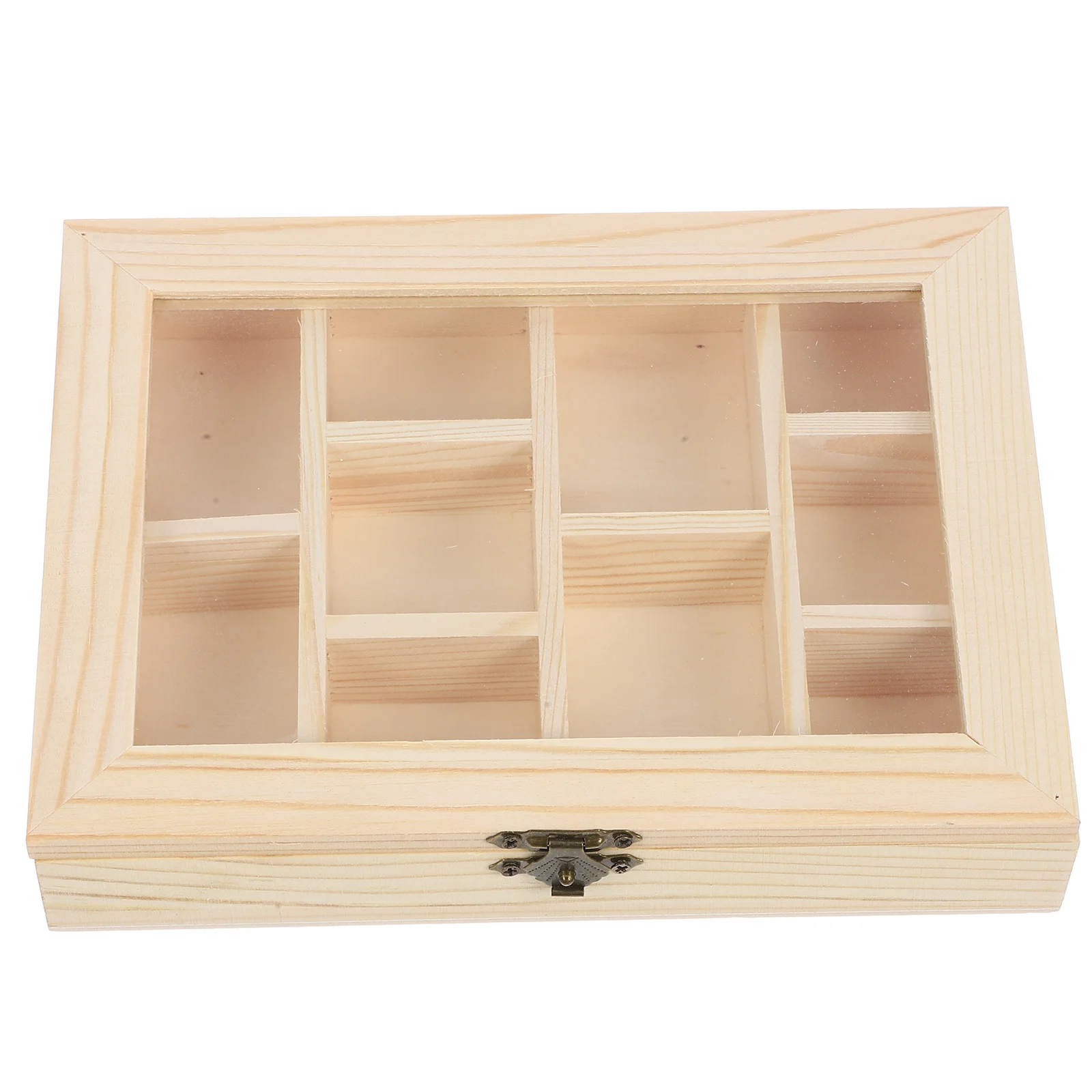 

Children Diy Jewelry Box Unfinished Wooden Compartment Organizer With Clear Lid For Kids Craft Painting Storage Use