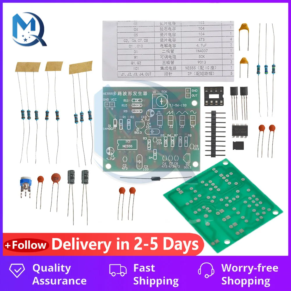 DC6-12V NE555 Pulse Generator Module Sine/Triangle/Square Wave generator multi-channel Waveform Signal Generator DIY Kit