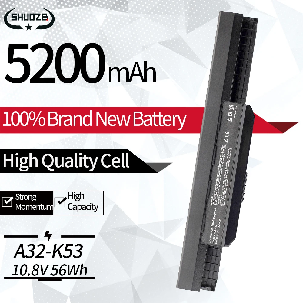 New A32-K53 A41-K53 A31-K53 Battery For ASUS K43 K43E K43J K43S K43SV K53 K53E K53F K53J K53S K53SV A43 A53S A53SV X53SV 5200mAh