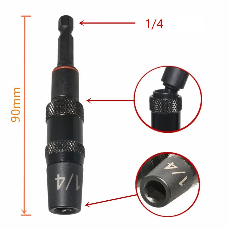 1/3Pcs 1/4 3/8 5/16 Universal Sleeve 1/4" Hex Shank Connecting Rod Hexagonal Strong Magnetic Socket Screwdriver Head Adapter