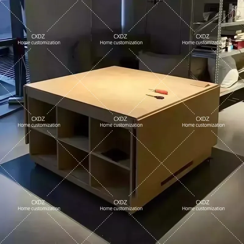 Multifunctional Mobile Desk Birch Wood Display Table for Clothing Store Library Studio Office Workstation Rolling Cart