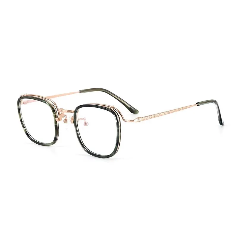 

Handmade glasses striped square frame retro literature and art, plate myopia glasses frame