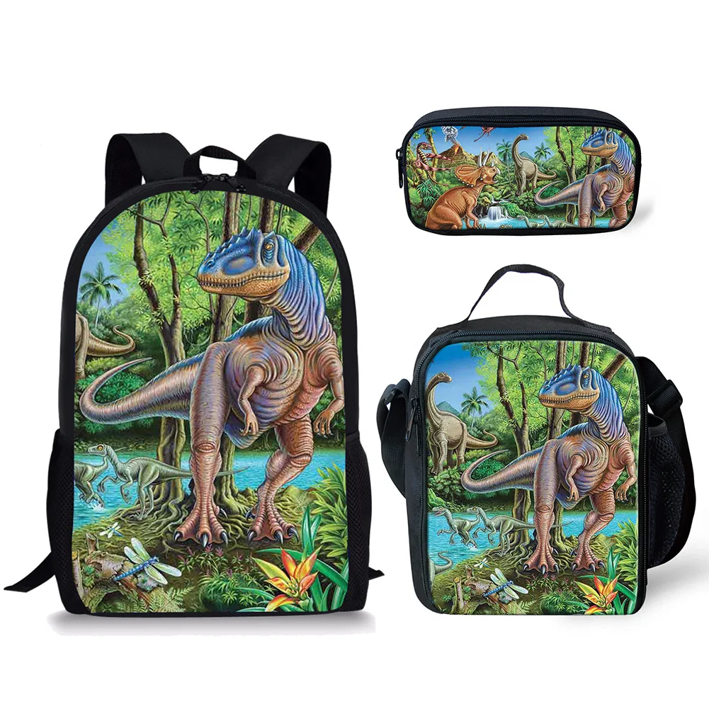 

Harajuku Youthful Novelty Funny dinosaur 3D Print 3pcs/Set Student Travel bags Laptop Daypack Backpack Lunch Bag Pencil Case