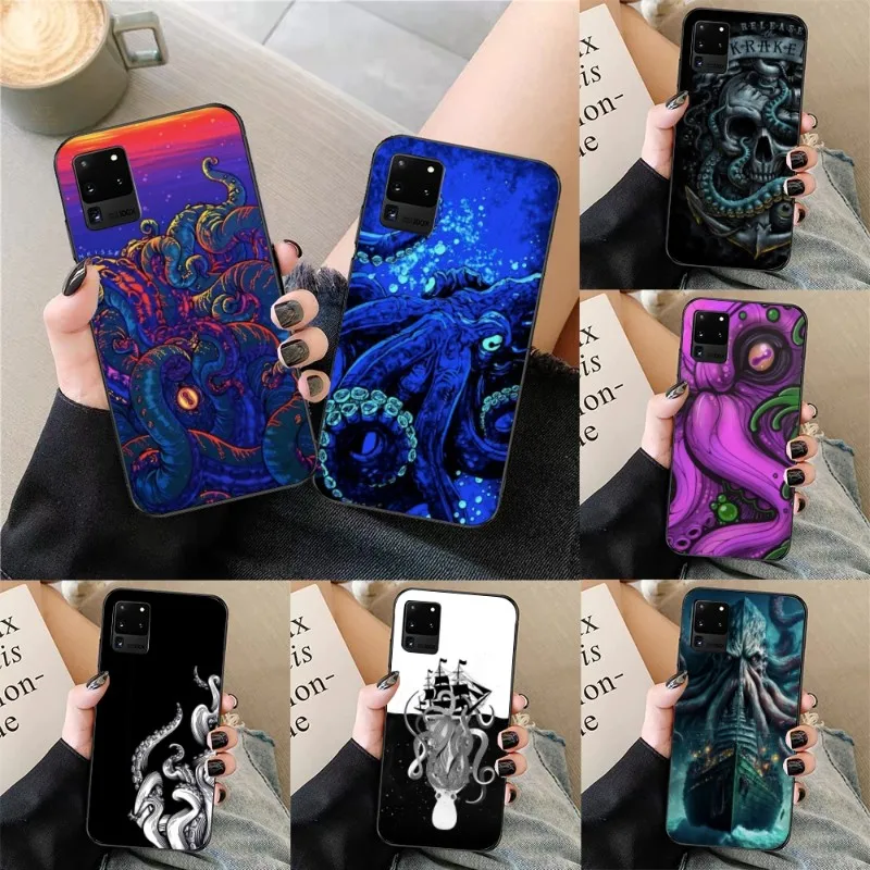 Norway Kraken Octopus Phone Case for Samsung Galaxy S23 S22 S21 S10 S9 S8 Plus Ultra Black Soft Phone Cover Funda