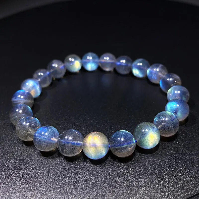 Colorful Ice-like Labradorite Gray Moonstone Strong Light Blue ColorSingle-Wrap Bracelet Ornament