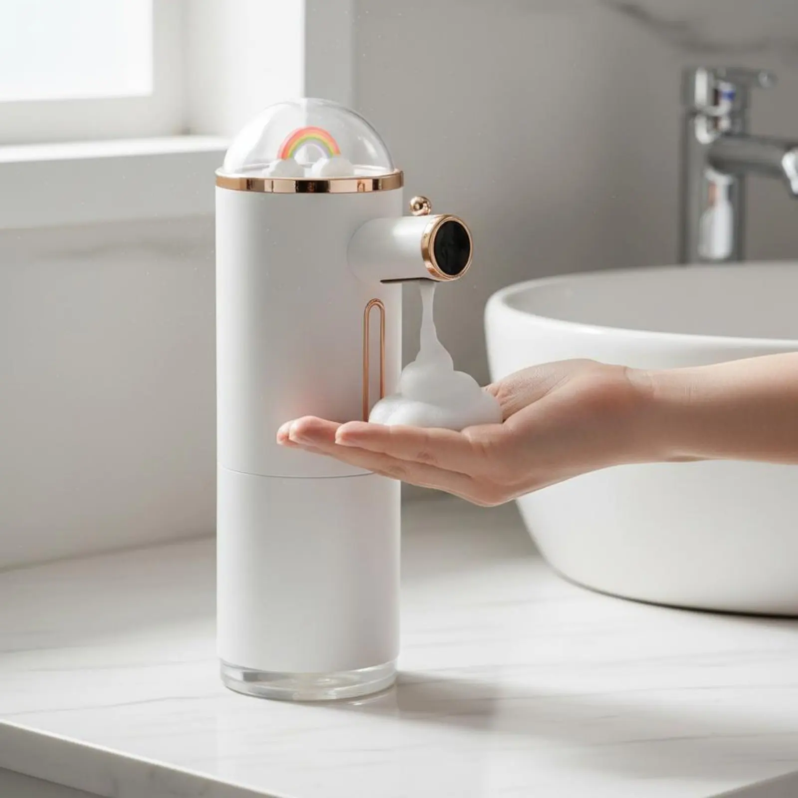 

Automatic Foaming Soap Dispenser Adjustable Volume Touchless Hand Soap Dispenser Bathroom Accessory Battery-Operated for Kitchen