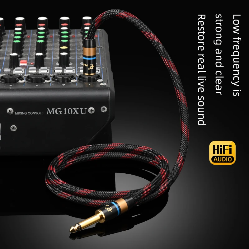 HiFi Aux Guitar Cable Mono Jack 6.5 OFC 130% Copper Shield Mesh 6.35 TS Jack Audio Cable Electronic Instruments  Jack 6. 5 Cable