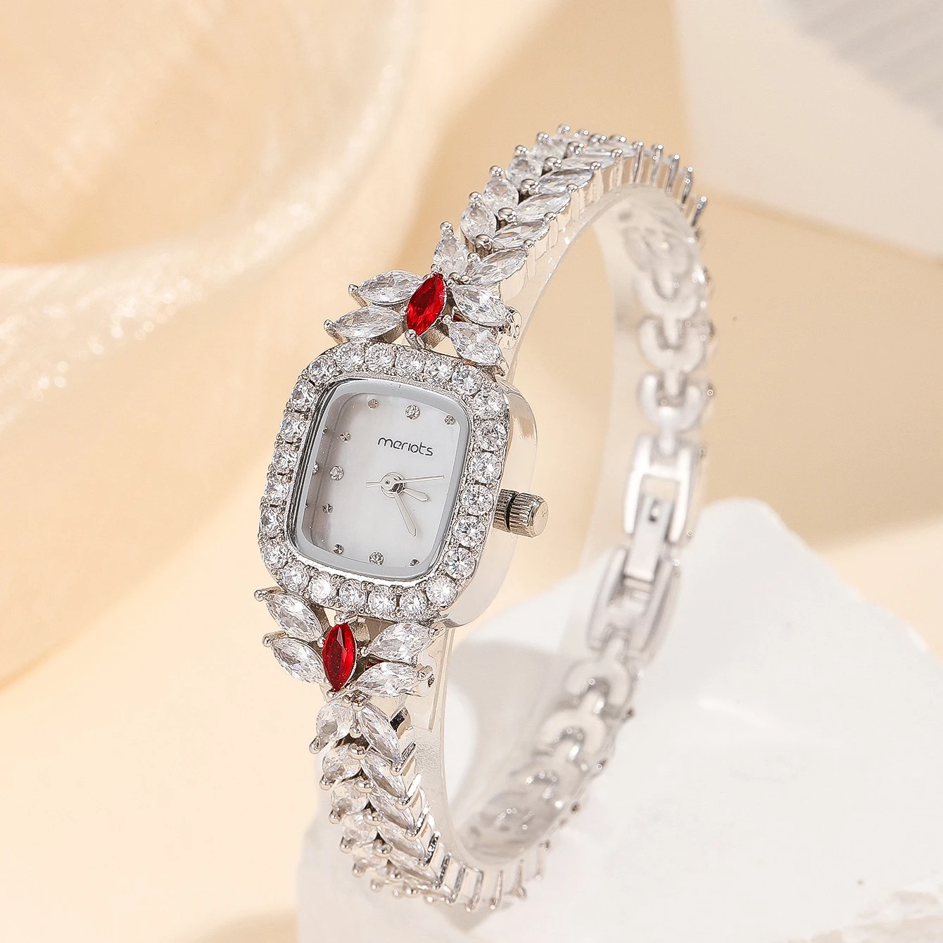 

Luxury Women Geometric Watches Cubic Zircon Elements Crystal Bracelet Watch for Wedding Party Evening Wear Bride Watches Jewelry