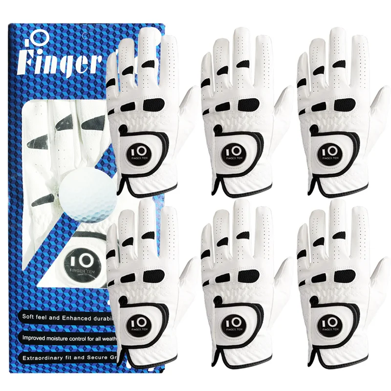 6 Pcs Premium Comfortable Golf Gloves Men Cabretta Leather with Ball Marker Left Hand Right Grip Cadet Size S M ML L XL