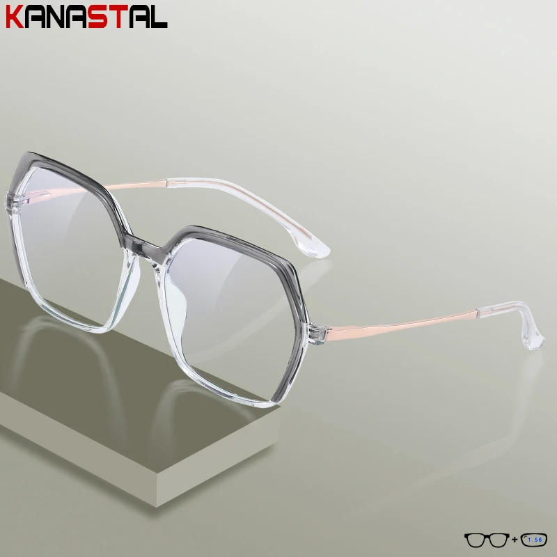 Women Reading Glasses Prescription CR39 Optic Lenses Myopia Eyewear Men Blue Light Blocking Computer TR90 Metal Eyeglasses Frame