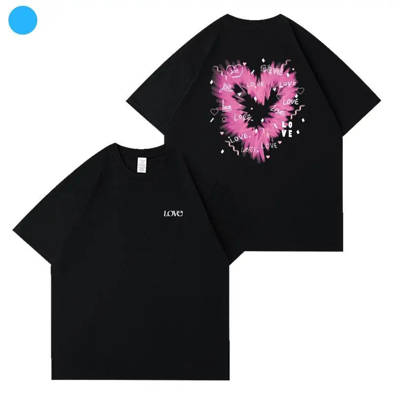 Kpop Pink love EN Tour Graffiti Love CARN Vocal Concert Tshirt Cotton Long Short T-shirt Y2K Chic Oversize Female Man Crop Top