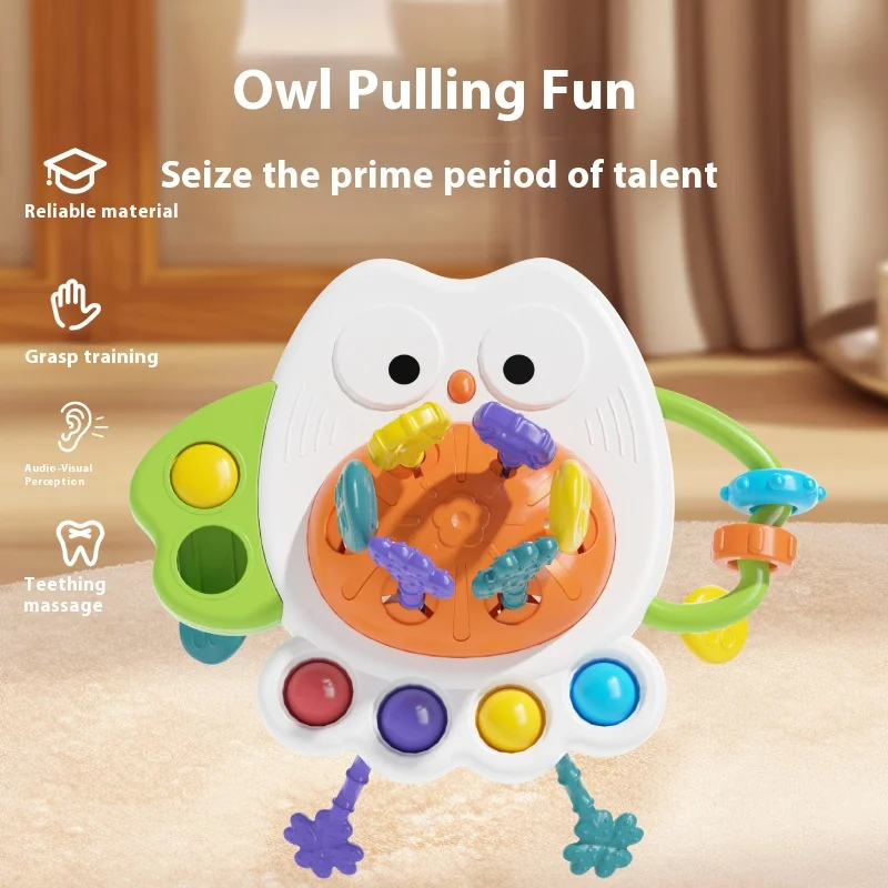 아기를위한 휴대용 만화 올빼미 장난감 지능 개발 치아 껌 Ringbell 재미 있은 그리기 아기 선물
