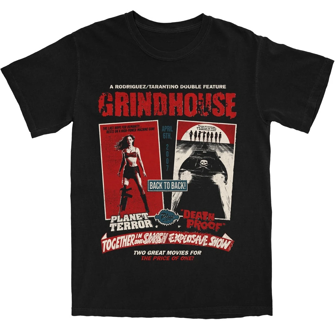 camiseta-de-algodao-grindhouse-double-feature-planet-terror-death-proof-tarantino-rodriguez-horror-sci-fi-streetwear