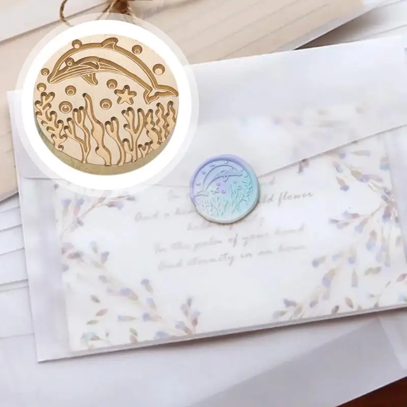 Wax Stamp Head Removable Whale Seahorse Sealing Wax Stamp Funny Envelopes Invitations Accessories Sealing Stamp Head For Wedding