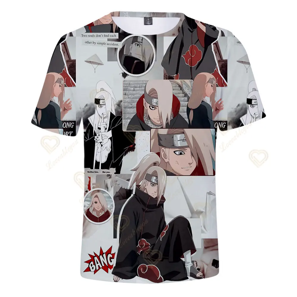 Akatsuki Boy Girl T-shirt Naruto Deidara Men T-shirt 3D Print Kakashi Short Sleeve Oversize Men T-shirt Japan Anime Mes Clothing