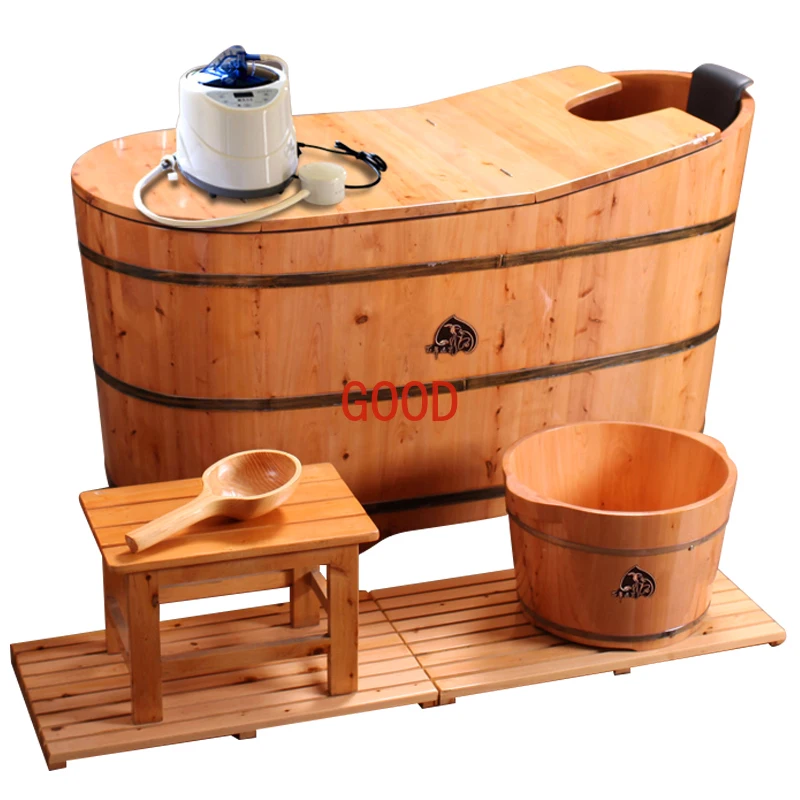 

Wooden bucket for adult fumigation and soaking, wooden bucket with lid, solid wood shower bucket, shower bucket