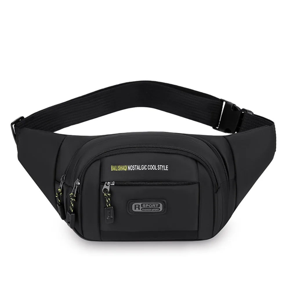 

Nylon Men Chest Bag Multiple pockets Adjustable Multifunctional Waist Bag Fanny Packs Ultra Thin Men Running Pouch Gym