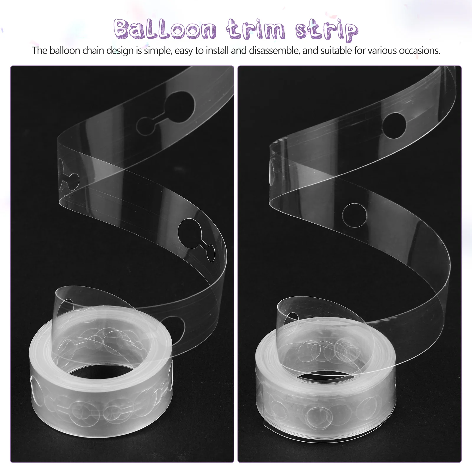 4 Rolls Arch of Foot Single Hole Balloon Chain Balloons Garland Plastic Tape Strip Kit