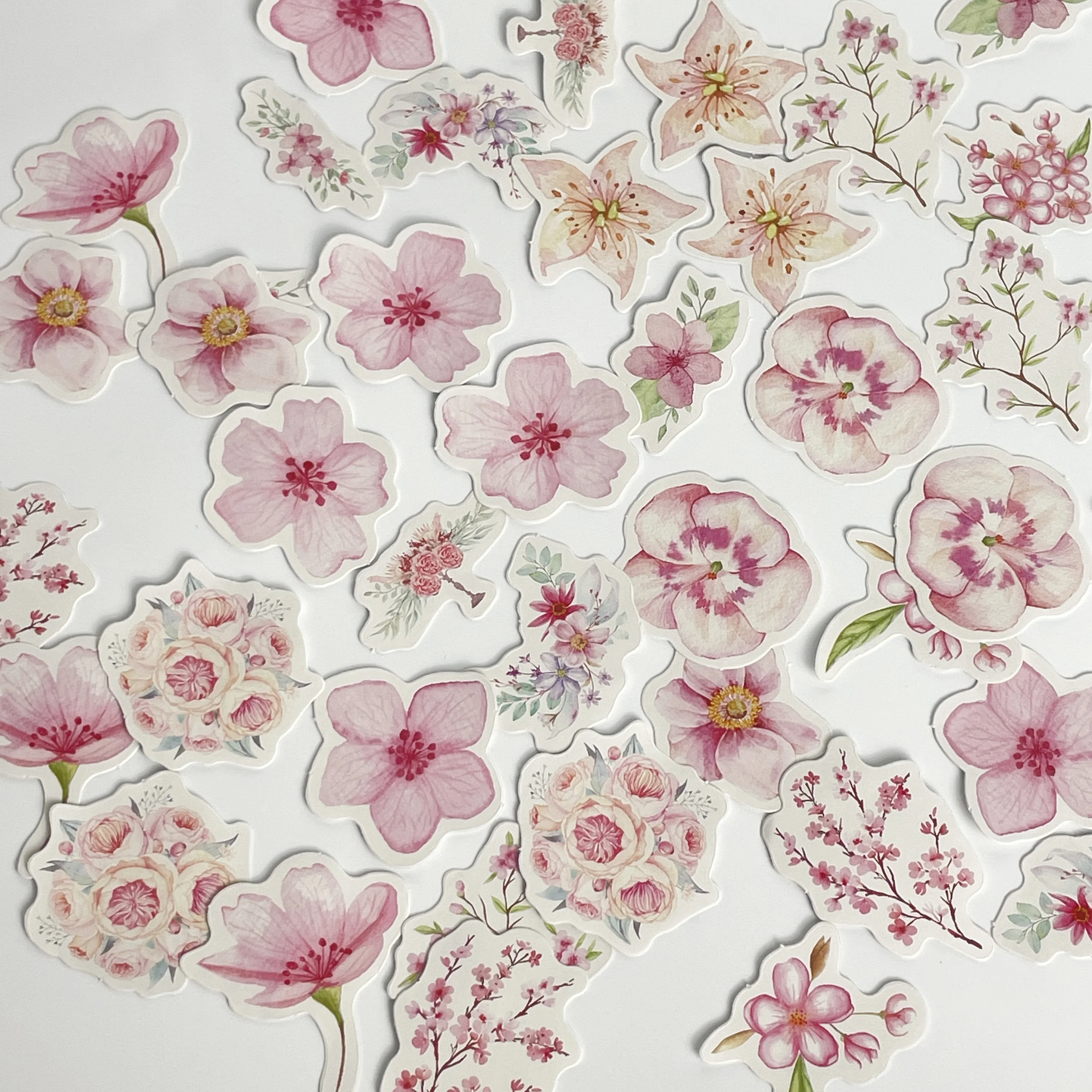 45 pcs Plant Flower Cherry Blossom Stickers Diary Scrapbooking Supplies Planner Decorative Stationery Sticker Aesthetics Sticker