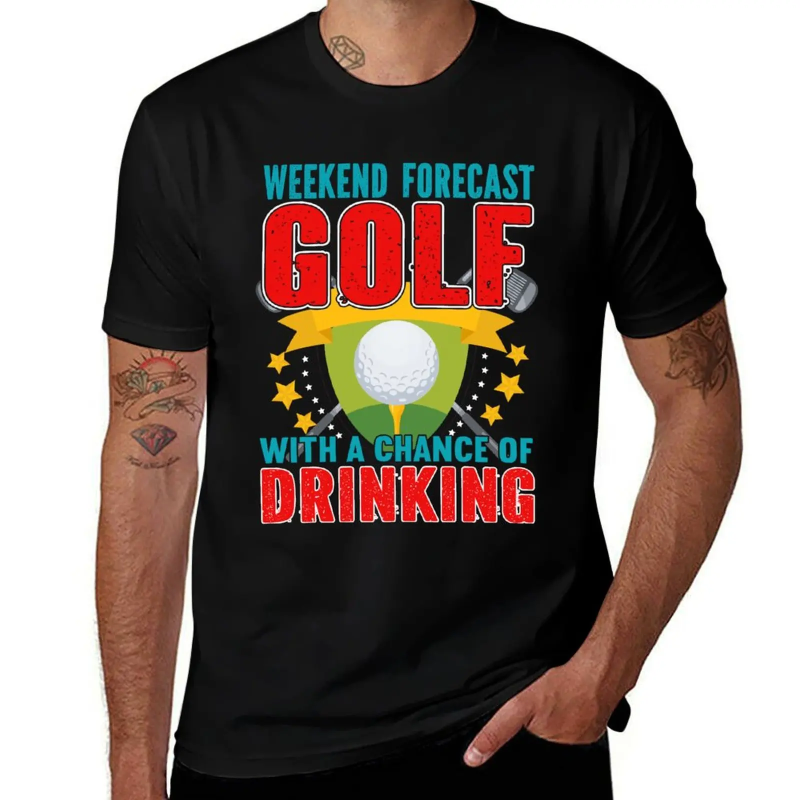 Weekend Forecast Golf With A Chance Of Drinking For Golf Lovers T-Shirt Durable Work Wear T-Shirt