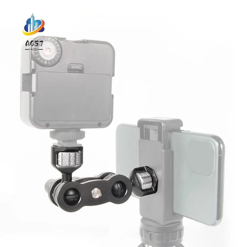 

AC57-TM-5 Articulating Magic Arm With Dual Ball Head For Tripod Phone Clip 1/4Inch Screw For LED Light LCD Monitor Microphone