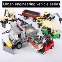 DIY Education City Engineering Vehicle Building Blocks Transport Car Speedboat Pickup Truck Tricycle Tractor Bricks Toys Gift