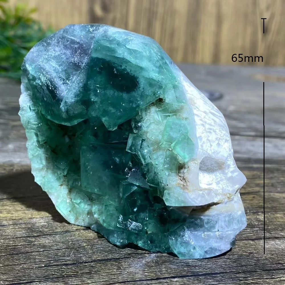 Crystal Natural Fluorite Skulls Green Purple Carving Stone Quartz Mineral Gemstones Minerals Spiritual Craft Home Decoration view 5