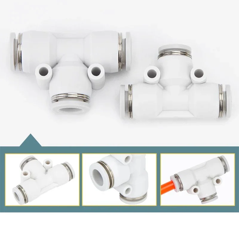 Pneumatic Fittings Air Tube Connectors Better Quality PU PY PE PK SA Valve Push Into Hose White Connector 4/6mm 8mm 10mm Adapter