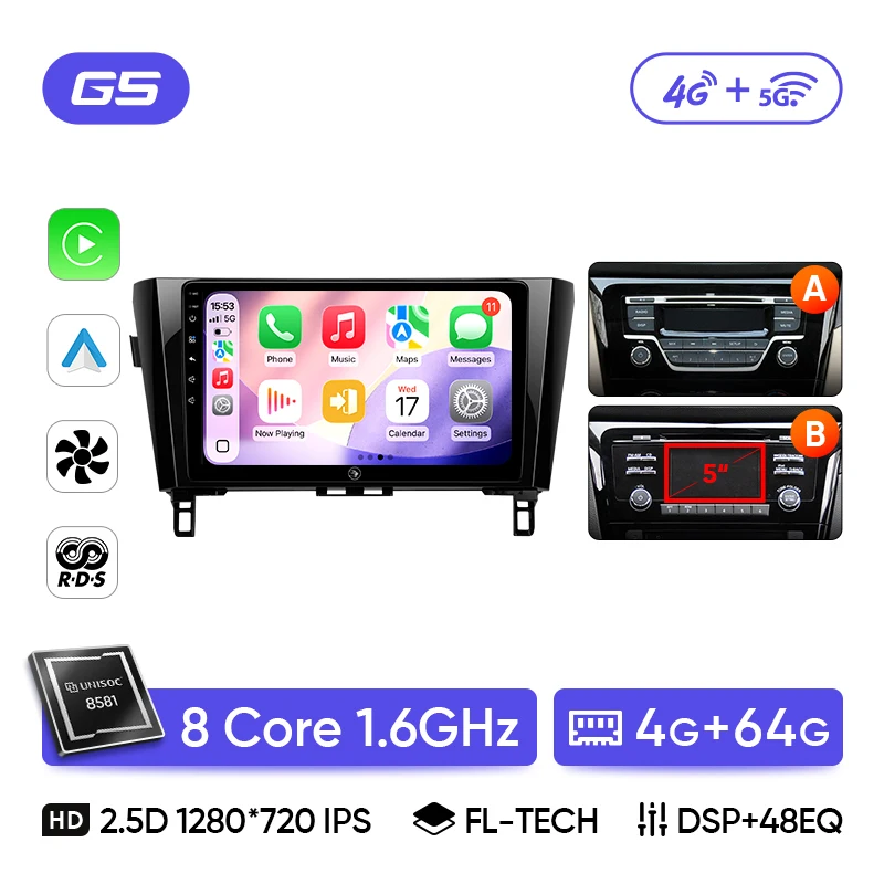 Ainavi Autoradio Voor Nissan X-Trail 3 T32 Qashqai J11 2 2014-2020 Carplay Android Auto Qualcomm Auto Stereo Multimedia Speler DSP