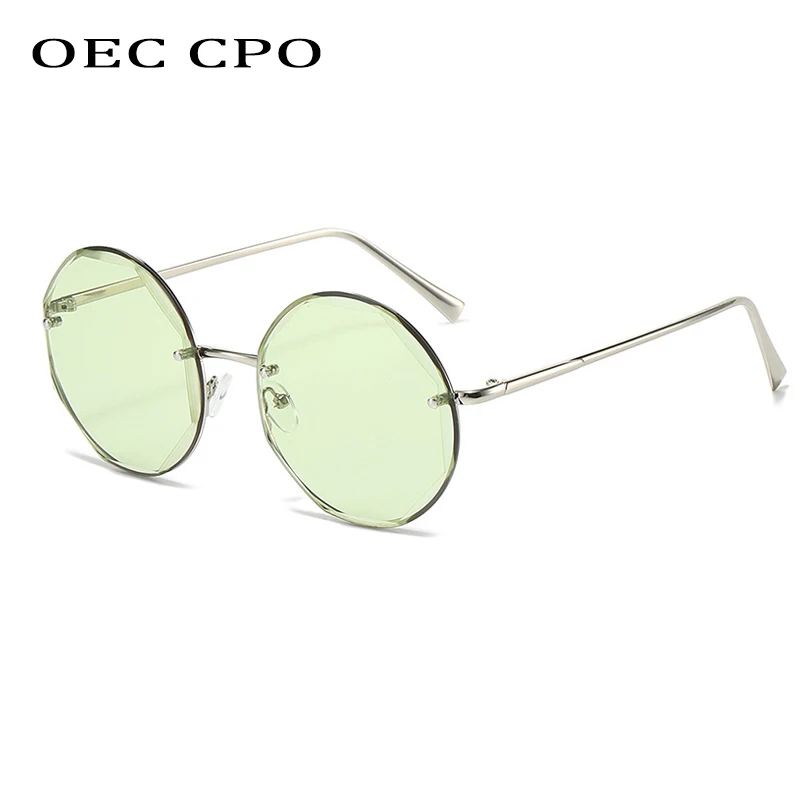 

2024 Round Rimless Sunglasses Men Woman Luxury Brand Large Frame Sun Glasses Female Vintage UV400 Shades Eyewear Oculos De Sol