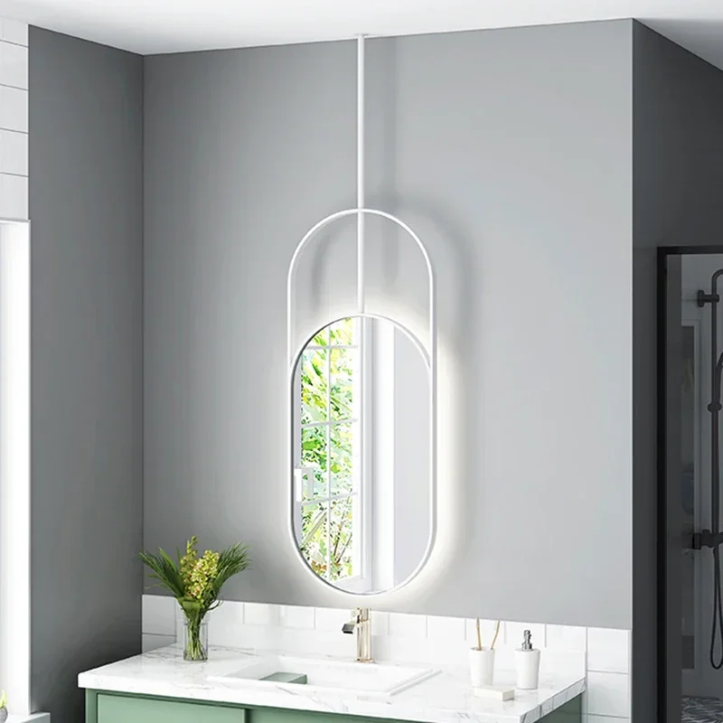 Oval Light Led Mirror Bathroom Wall Metal Frame Hairdressing Mirror Design Aesthetic Dekoracyjne Lustra Living Room Decoration