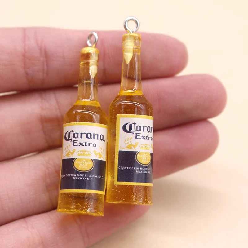 

10pcs Mini 3D Yellow Bottle Resin Charms Funny Cute Wine Drink Bottles Pendant For Earring Making Diy Jewelry Accessory