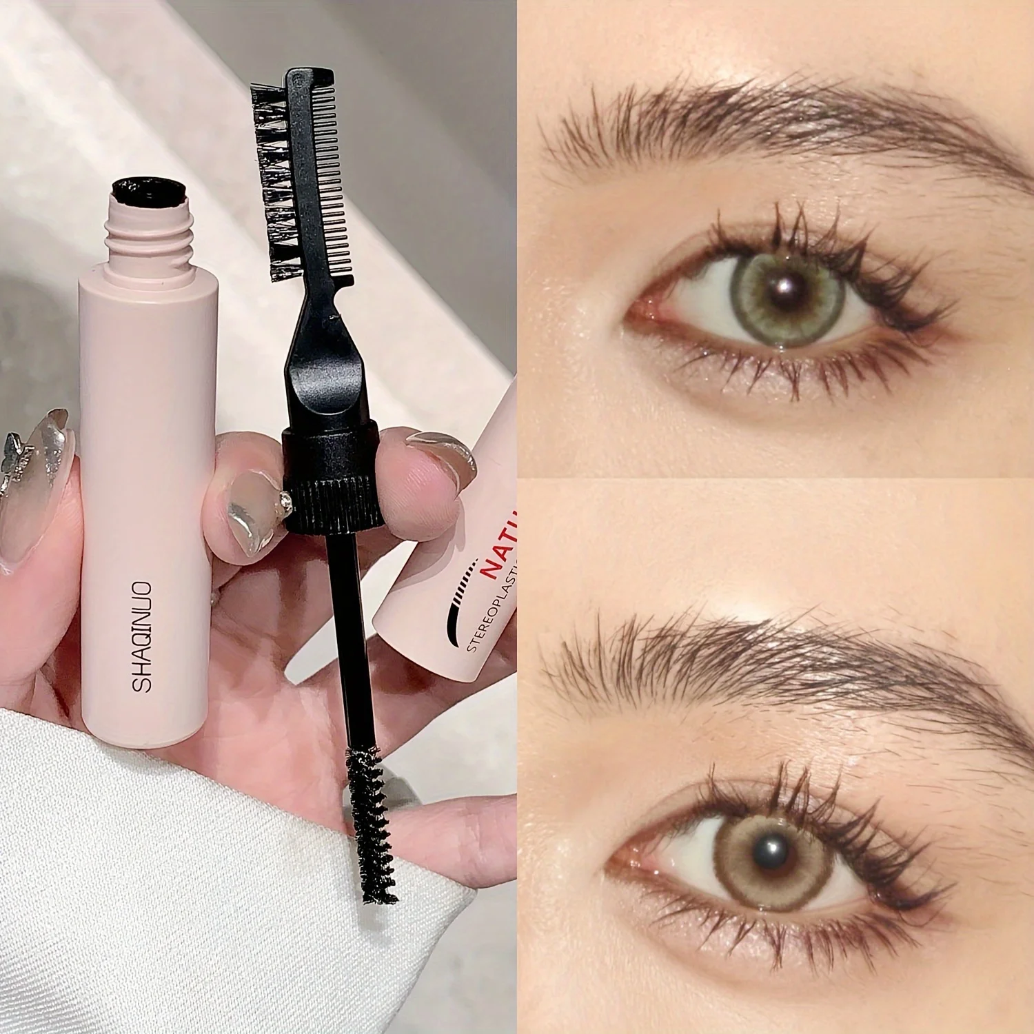 Gel de sobrancelha 3D natural para moldar e configuração, fornece efeitos de longa duração, à prova d'água e de secagem rápida, de aparência natural